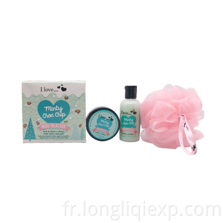 Coffret douche Minty choc chip 500ml gel douche bain nourrissant 50ml beurre corporel